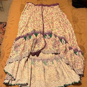 Cupshe Floral High Low Skirt in Cream and Purple